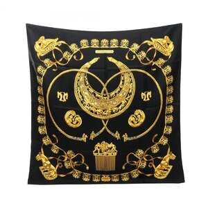 HERMES Black Silk Scarf
